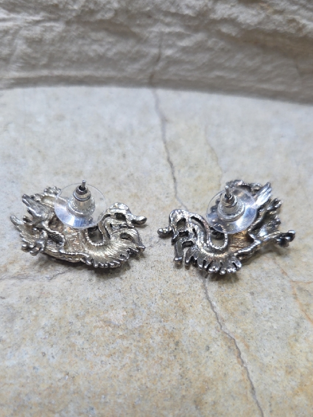 MJ Silver Phoenix firebird Dragon Earrings - Rare - Picture 6 of 7